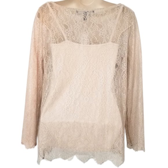 WHITE HOUSE BLACK MARKET Pearl Pullover Lace Blouse Women's XS - Picture 2 of 4